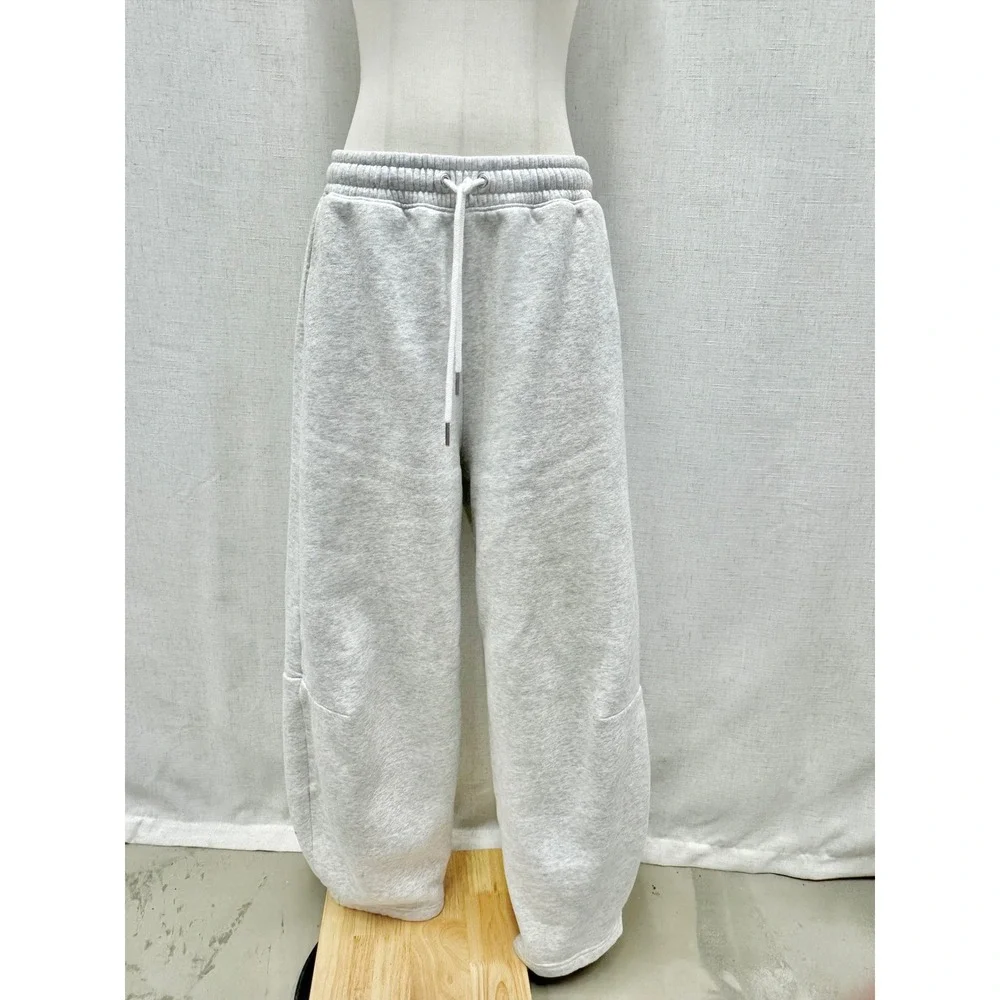 Abercrombie & Fitch Sunday Barrel Sweatpants Women Medium Heather Gray Wide Leg - Picture 6 of 13